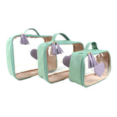 Kit Necessaire Crystal com 3 Coração em Couro Personalizada